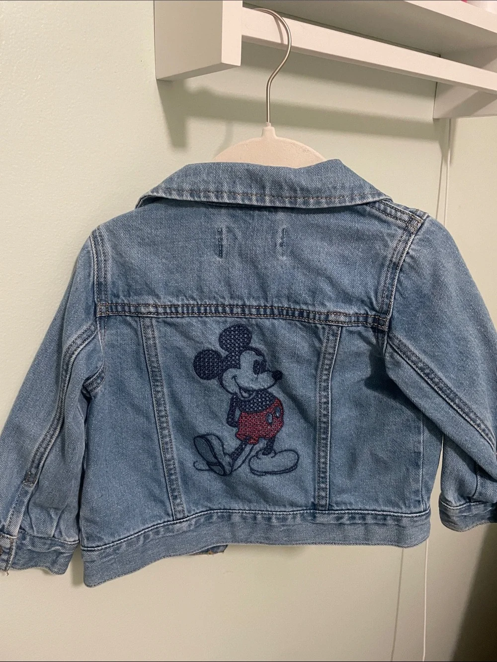 GAP Light Blue Denim Kids' Jacket with Embroidered Mickey